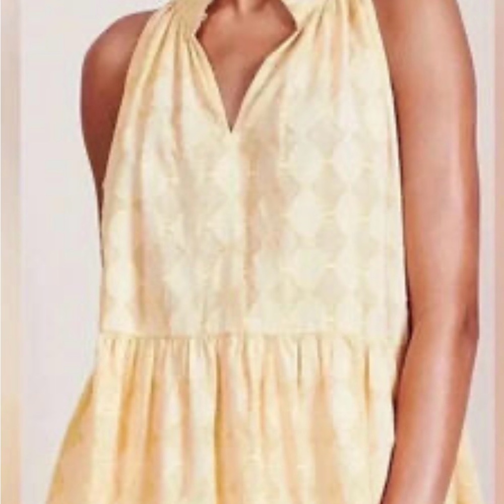 Sleeveless V-Neck Yellow Halter Top